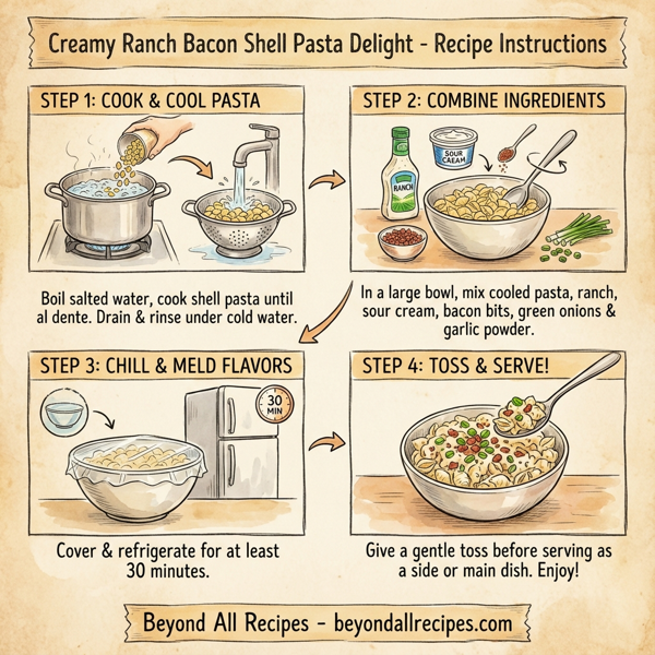 Creamy Ranch Bacon Shell Pasta Delight instructions