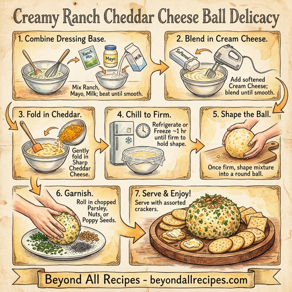 Creamy Ranch Cheddar Cheese Ball Delicacy instructions