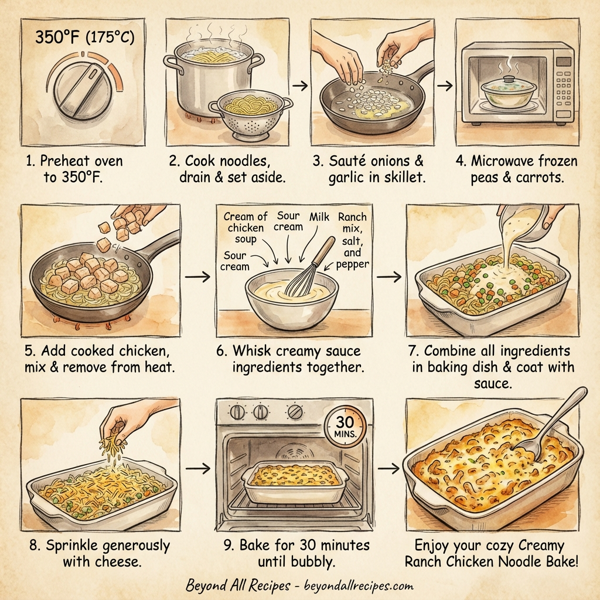 Creamy Ranch Chicken Noodle Bake instructions