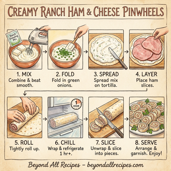 Creamy Ranch Ham & Cheese Pinwheels instructions
