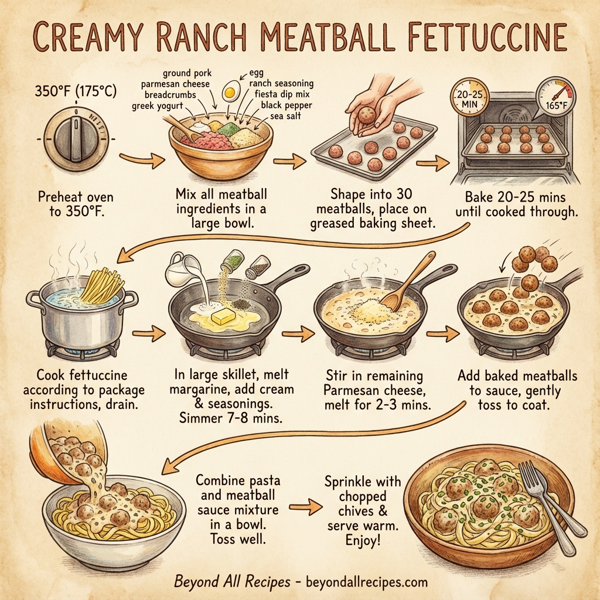 Creamy Ranch Meatball Fettuccine instructions