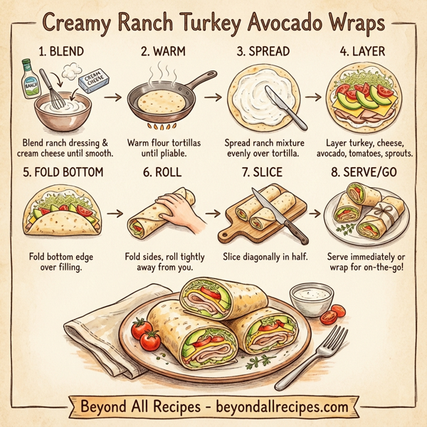 Creamy Ranch Turkey Avocado Wraps instructions
