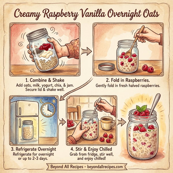 Creamy Raspberry Vanilla Overnight Oats instructions