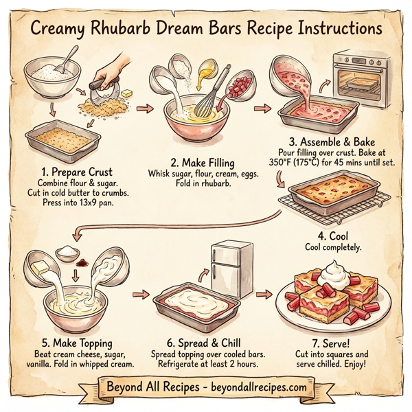 Creamy Rhubarb Dream Bars instructions