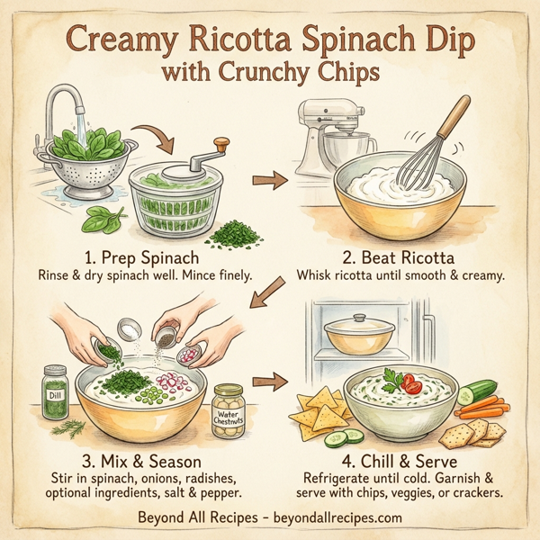 Creamy Ricotta Spinach Dip with Crunchy Chips instructions