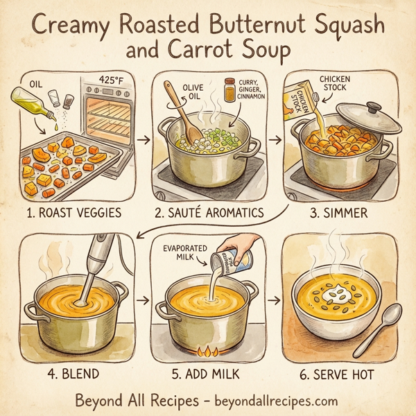 Creamy Roasted Butternut Squash and Carrot Soup instructions