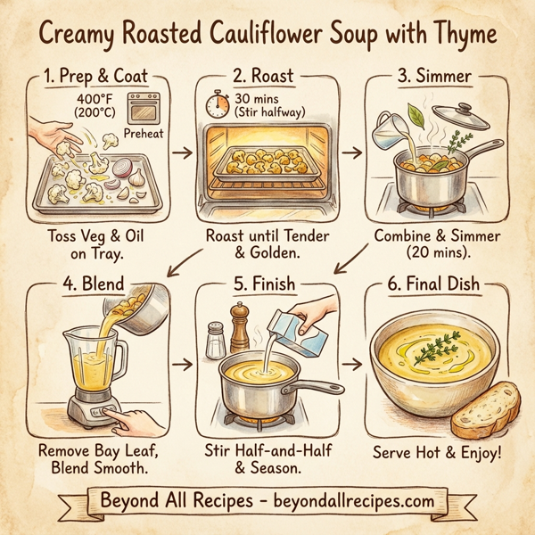 Creamy Roasted Cauliflower Soup with Thyme instructions