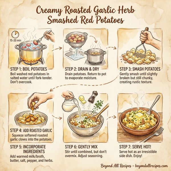 Creamy Roasted Garlic Herb Smashed Red Potatoes instructions
