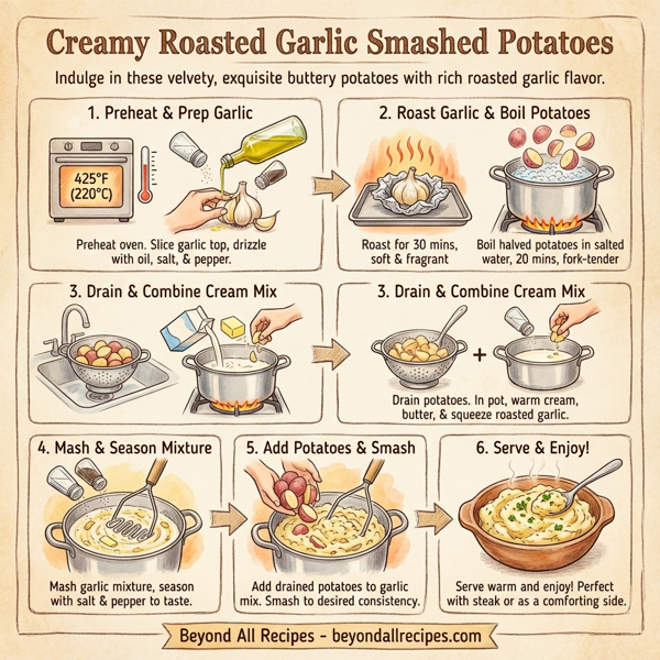 Creamy Roasted Garlic Smashed Potatoes instructions
