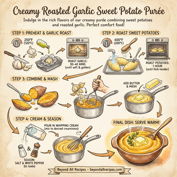 Creamy Roasted Garlic Sweet Potato Purée instructions