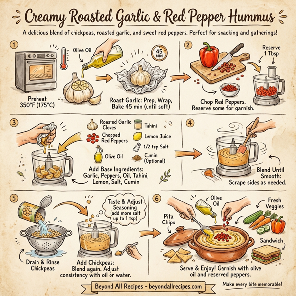 Creamy Roasted Garlic & Red Pepper Hummus instructions