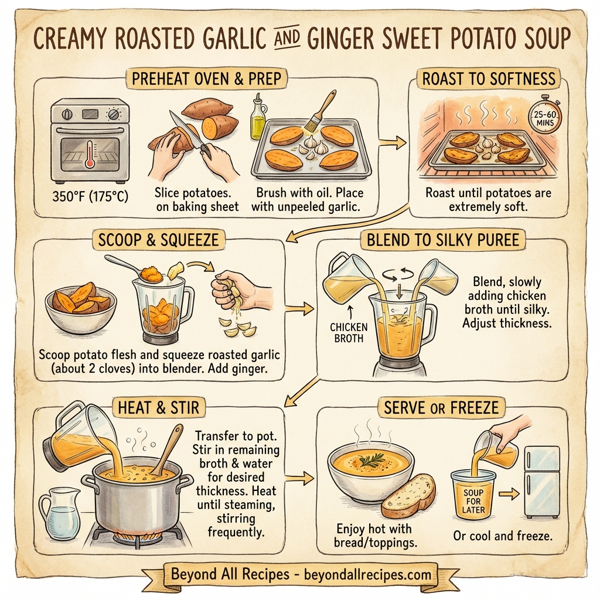Creamy Roasted Garlic and Ginger Sweet Potato Soup instructions