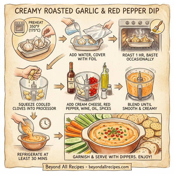 Creamy Roasted Garlic and Red Pepper Dip instructions