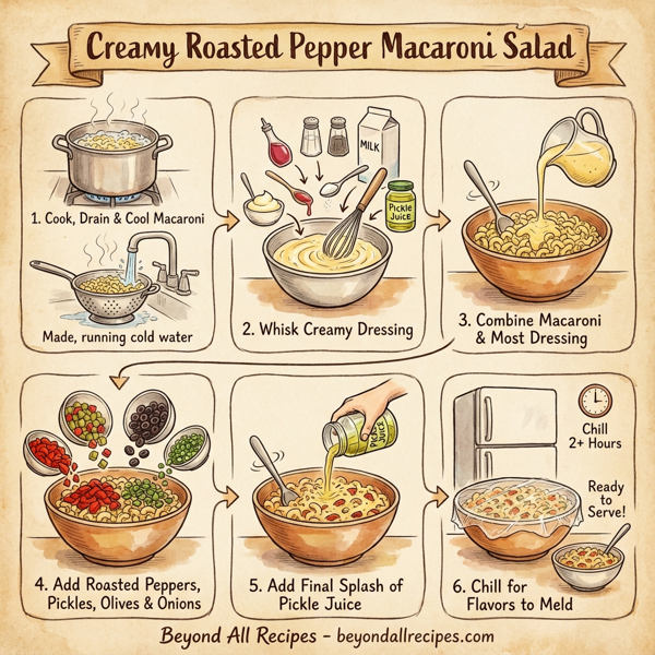 Creamy Roasted Pepper Macaroni Salad instructions
