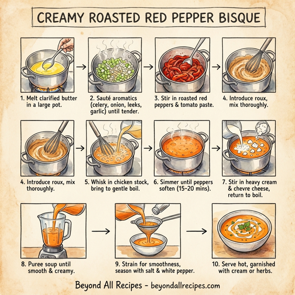 Creamy Roasted Red Pepper Bisque instructions