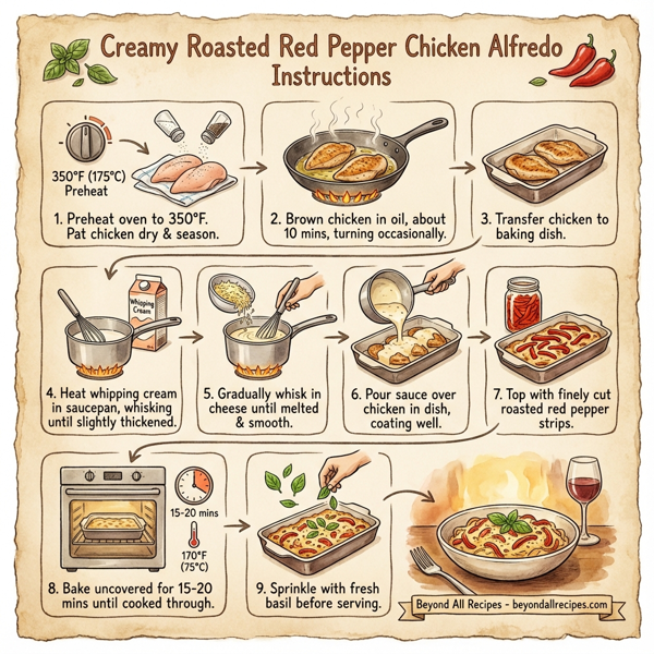 Creamy Roasted Red Pepper Chicken Alfredo instructions