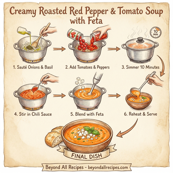 Creamy Roasted Red Pepper & Tomato Soup with Feta instructions