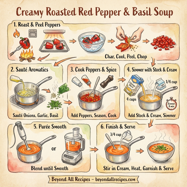 Creamy Roasted Red Pepper and Basil Soup instructions