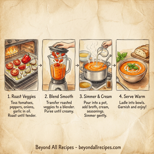 Creamy Roasted Red Pepper and Tomato Bisque instructions