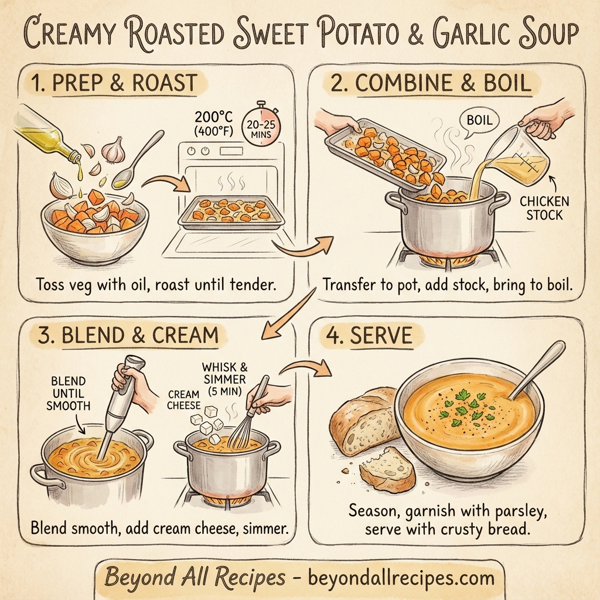 Creamy Roasted Sweet Potato & Garlic Soup instructions