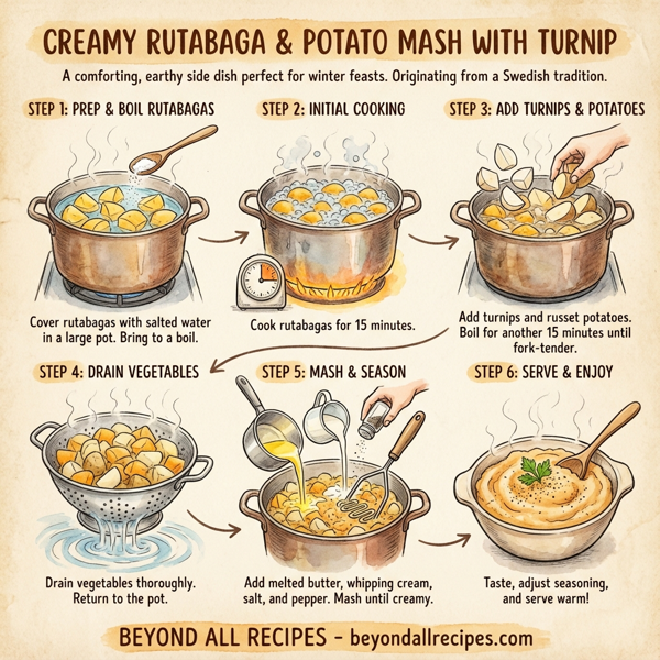 Creamy Rutabaga and Potato Mash with Turnip instructions