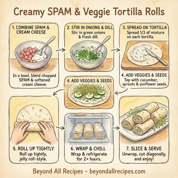 Creamy SPAM & Veggie Tortilla Rolls instructions