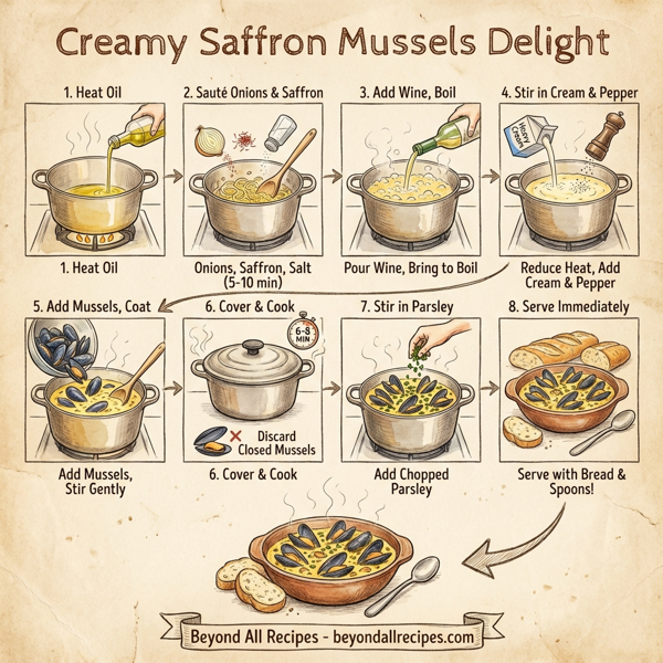 Creamy Saffron Mussels Delight instructions