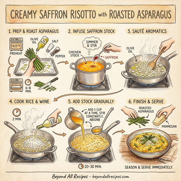 Creamy Saffron Risotto with Roasted Asparagus instructions