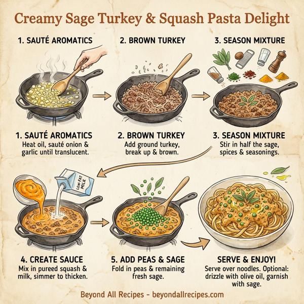 Creamy Sage Turkey & Squash Pasta Delight instructions