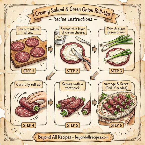 Creamy Salami and Green Onion Roll-Ups instructions
