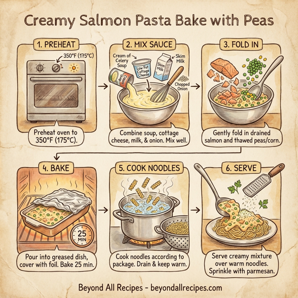 Creamy Salmon Pasta Bake with Peas instructions