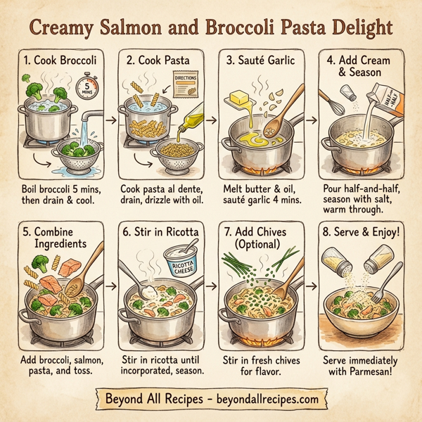 Creamy Salmon and Broccoli Pasta Delight instructions