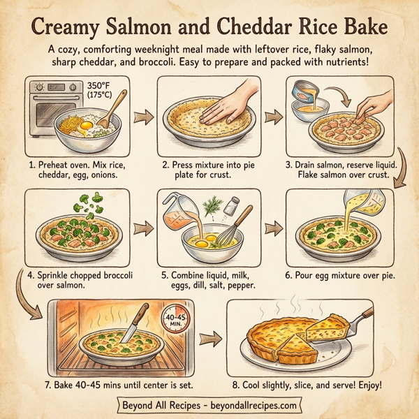 Creamy Salmon and Cheddar Rice Bake instructions