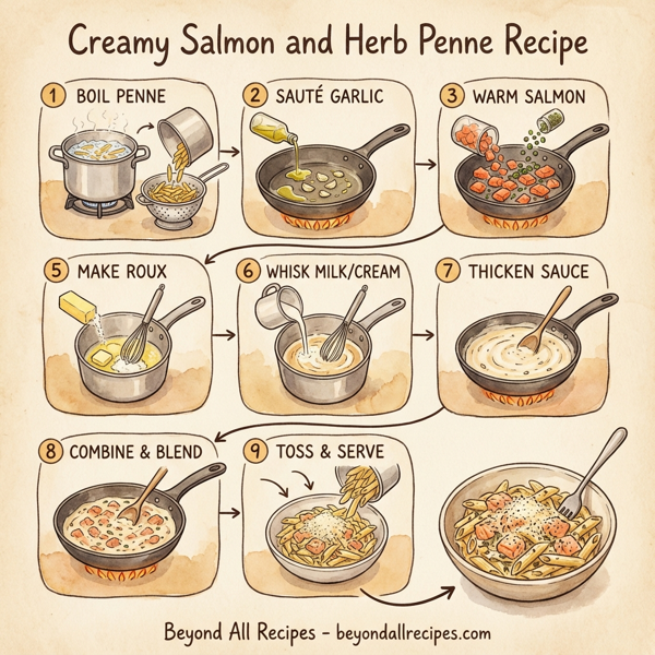Creamy Salmon and Herb Penne instructions