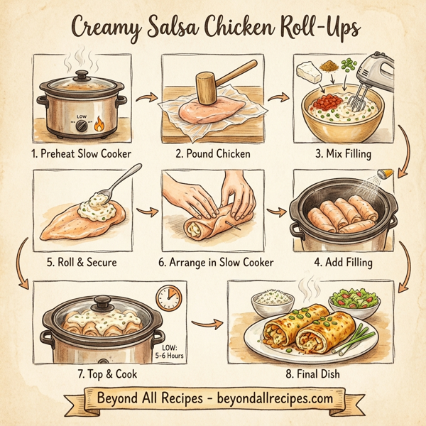 Creamy Salsa Chicken Roll-Ups instructions