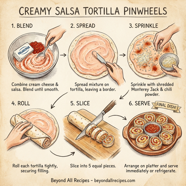 Creamy Salsa Tortilla Pinwheels instructions