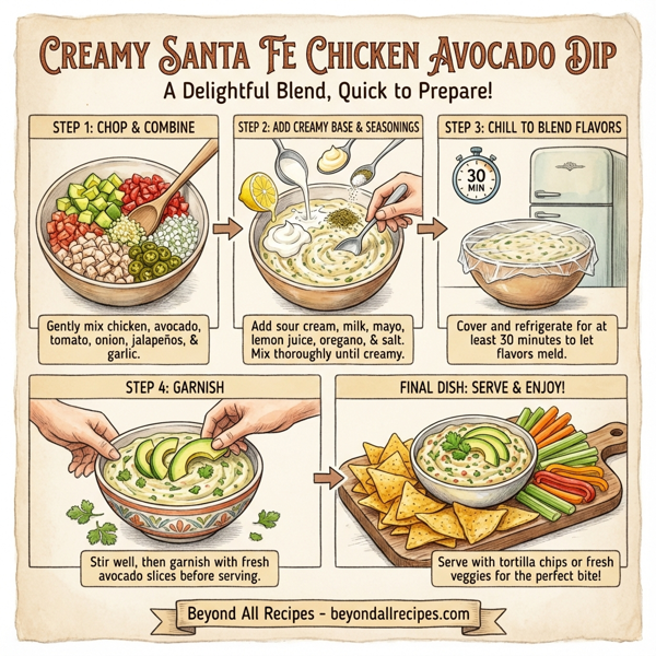 Creamy Santa Fe Chicken Avocado Dip instructions
