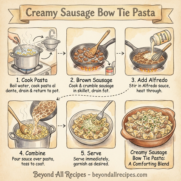 Creamy Sausage Bow Tie Pasta instructions