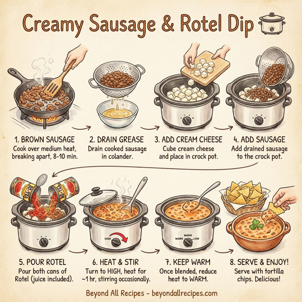 Creamy Sausage & Rotel Dip instructions