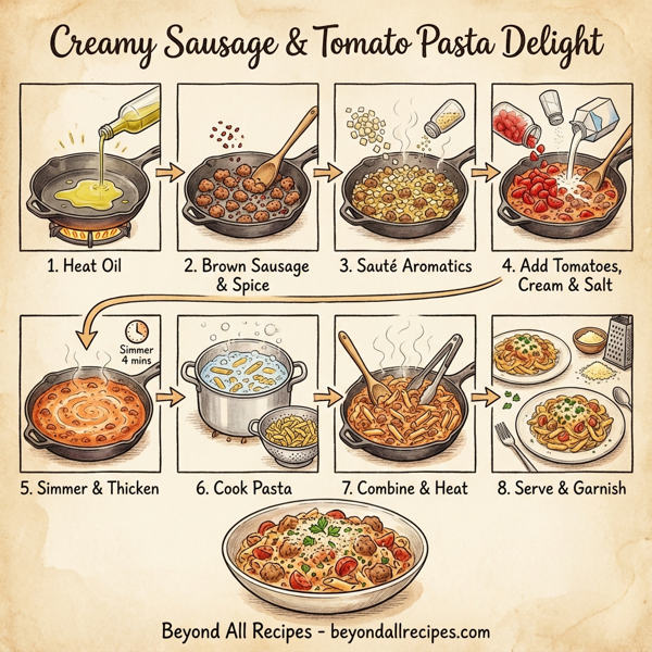 Creamy Sausage & Tomato Pasta Delight instructions