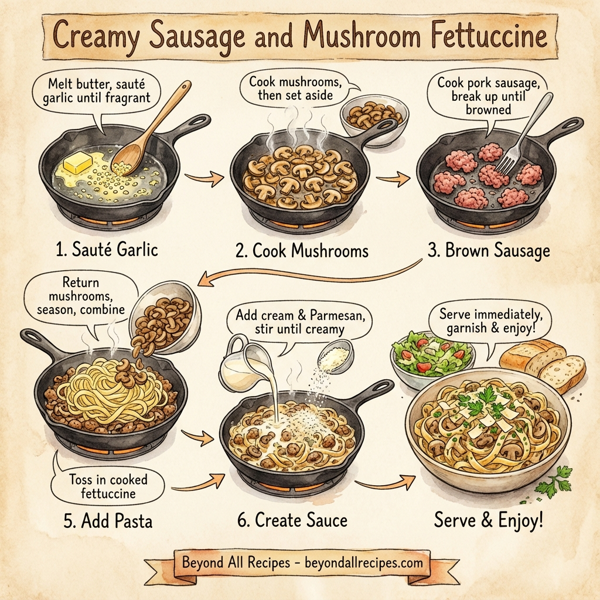 Creamy Sausage and Mushroom Fettuccine instructions
