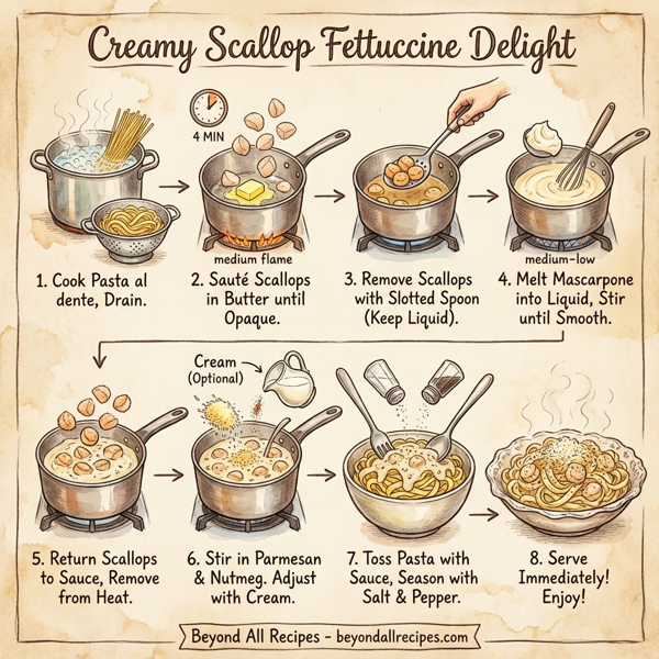 Creamy Scallop Fettuccine Delight instructions