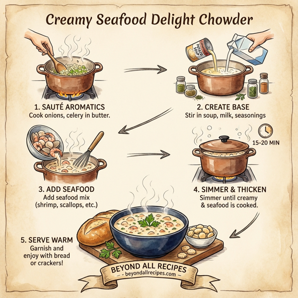 Creamy Seafood Delight Chowder instructions