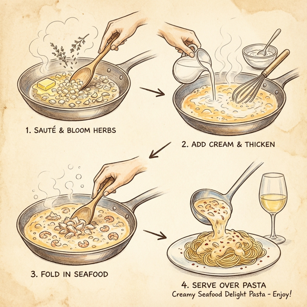 Creamy Seafood Delight Pasta instructions