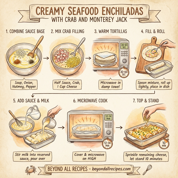 Creamy Seafood Enchiladas with Crab and Monterey Jack instructions