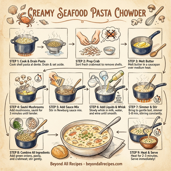 Creamy Seafood Pasta Chowder instructions