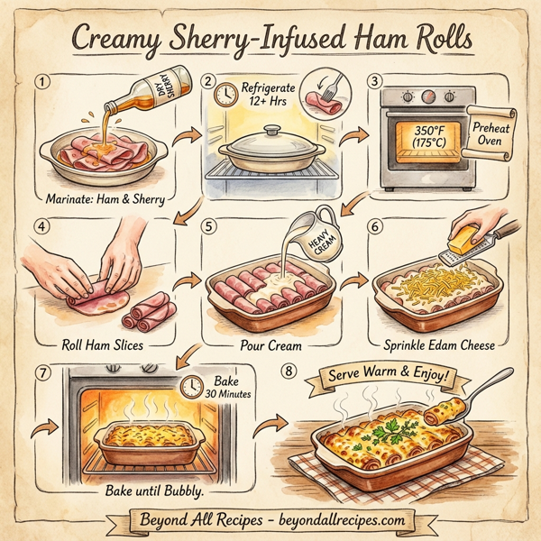 Creamy Sherry-Infused Ham Rolls instructions