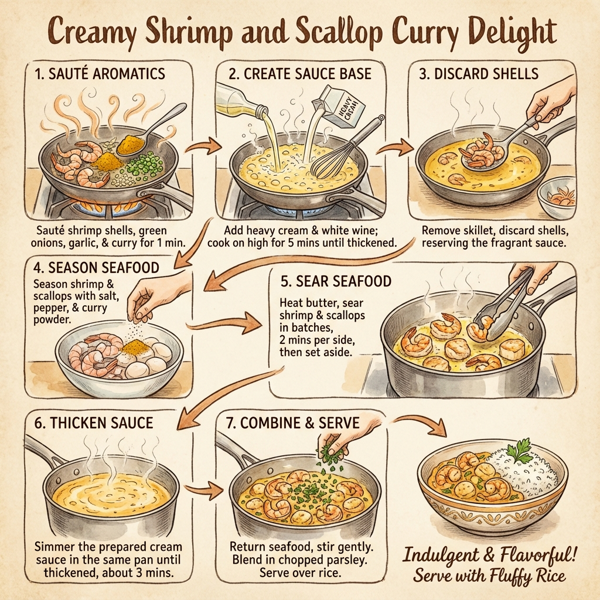 Creamy Shrimp and Scallop Curry Delight instructions