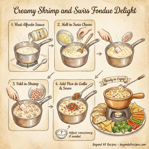 Creamy Shrimp and Swiss Fondue Delight instructions