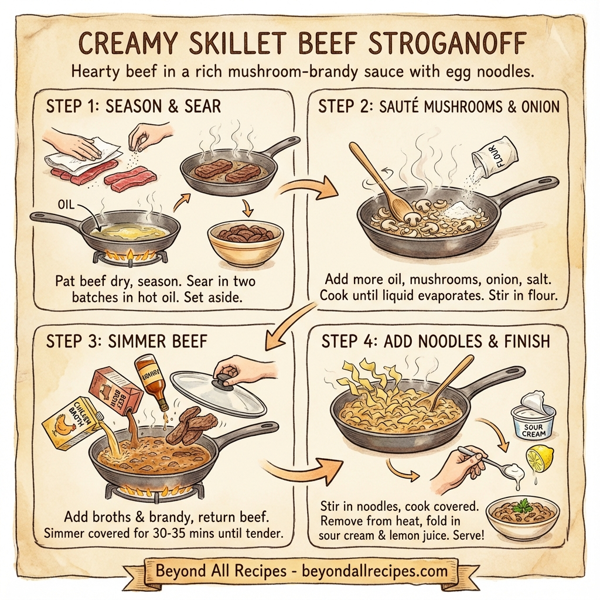 Creamy Skillet Beef Stroganoff instructions